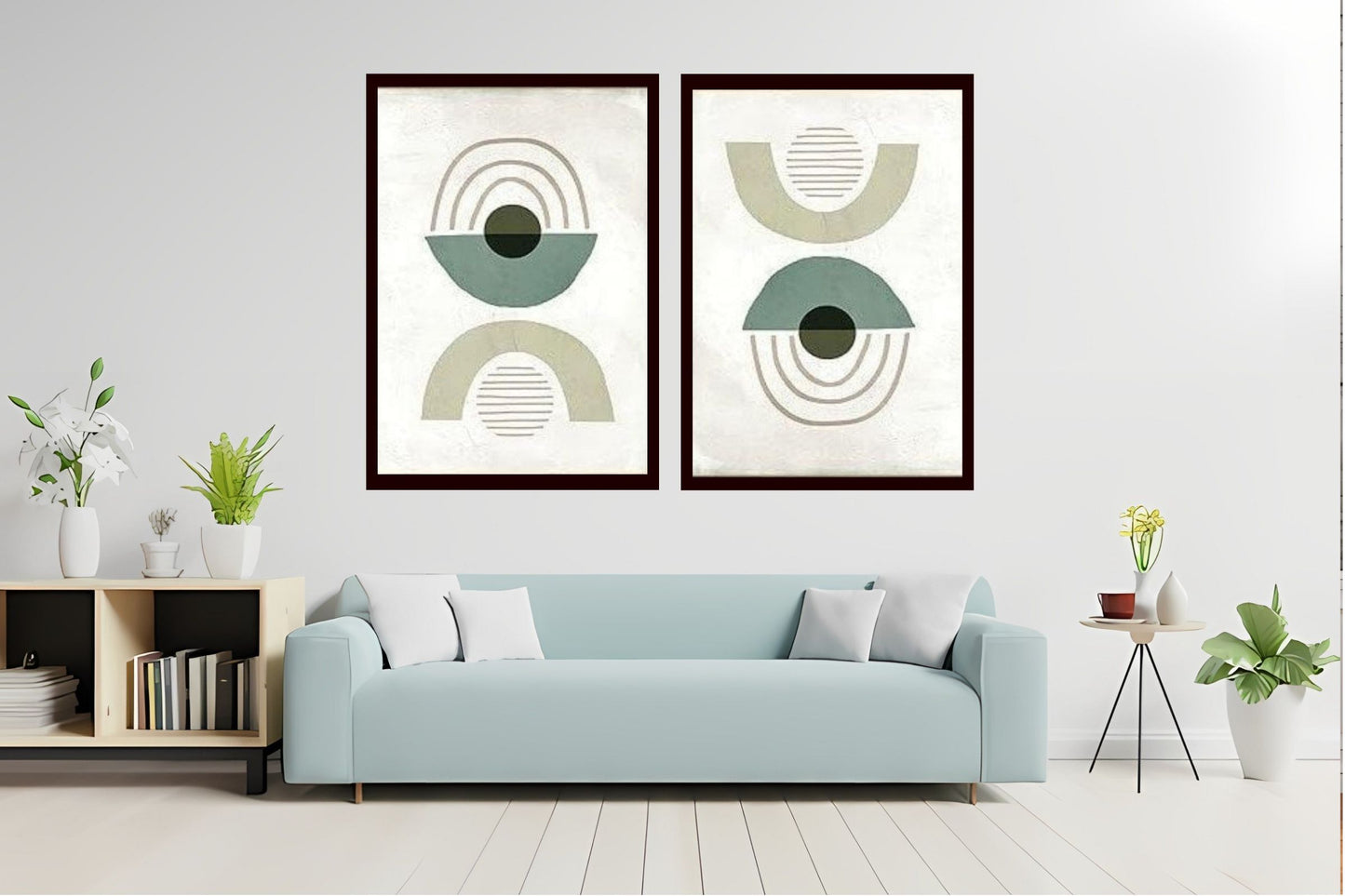 Indian Abstract Canvas Wall Art for Living Room, Bedroom, Office - Modern Abstract Paintings - Framed Decorative Art Pack of 2