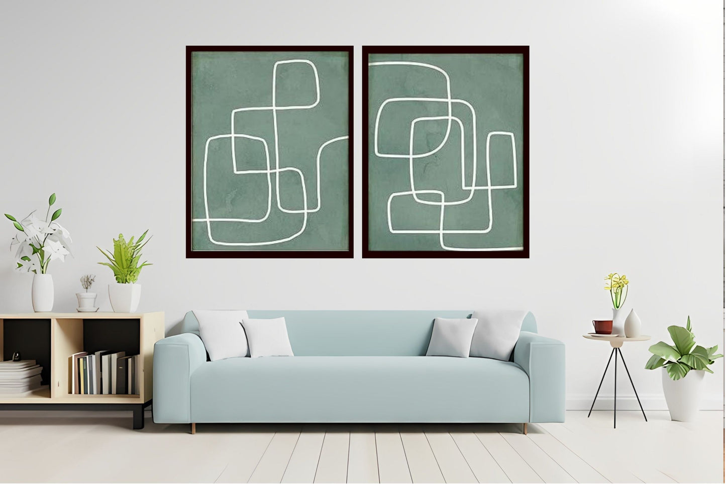 Indian Abstract Canvas Wall Art for Living Room, Bedroom, Office - Modern Abstract Paintings - Framed Decorative Art Pack of 2