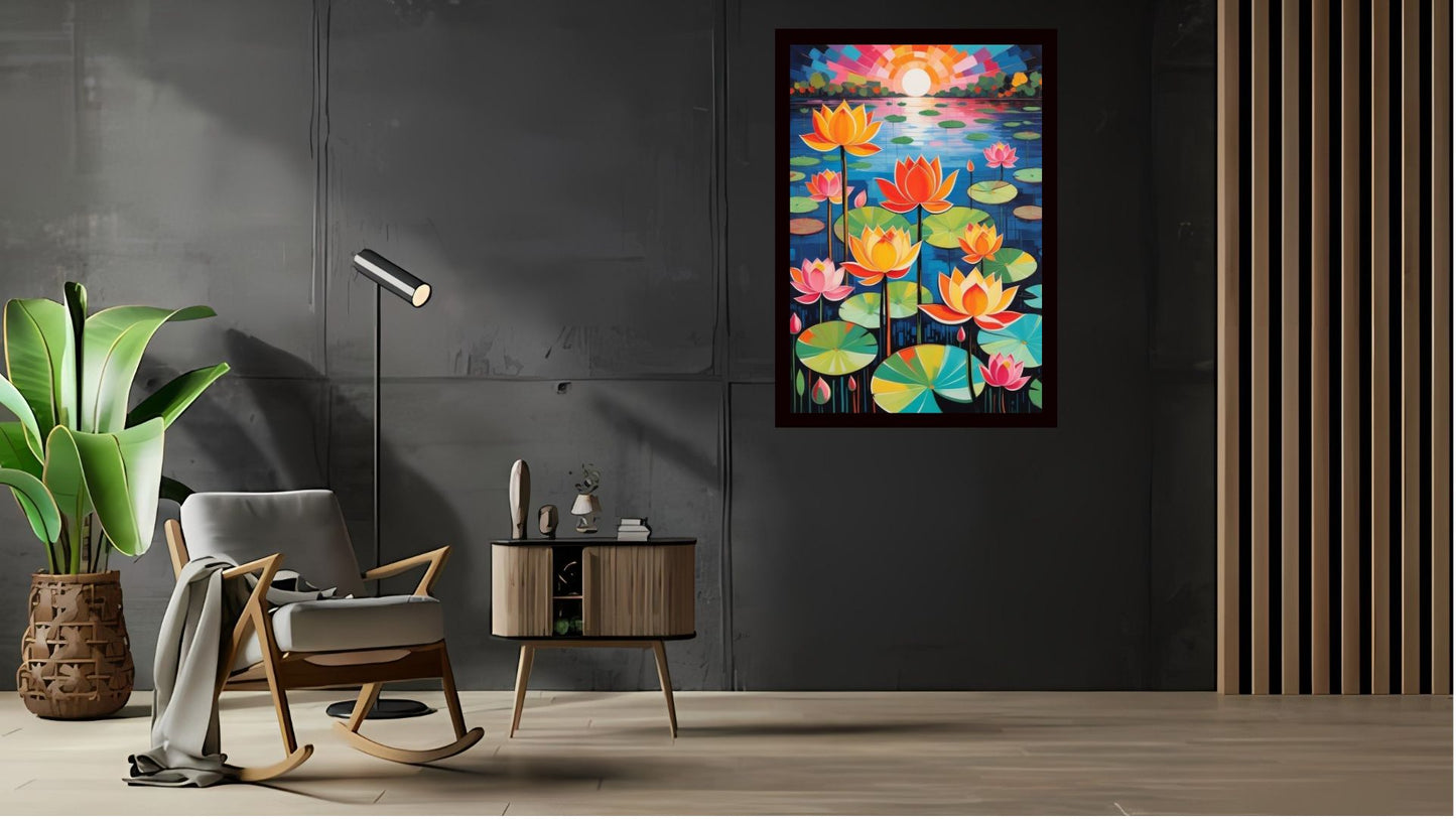 Indian Abstract Canvas Wall Art for Living Room, Bedroom, Office - Modern Abstract Paintings - Framed Decorative Art