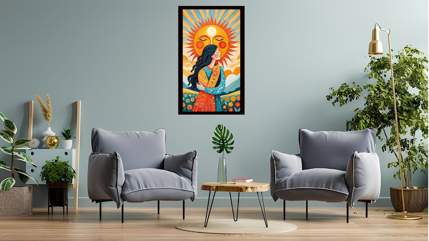 Indian Abstract Canvas Wall Art for Living Room, Bedroom, Office - Modern Abstract Paintings - Framed Decorative Art