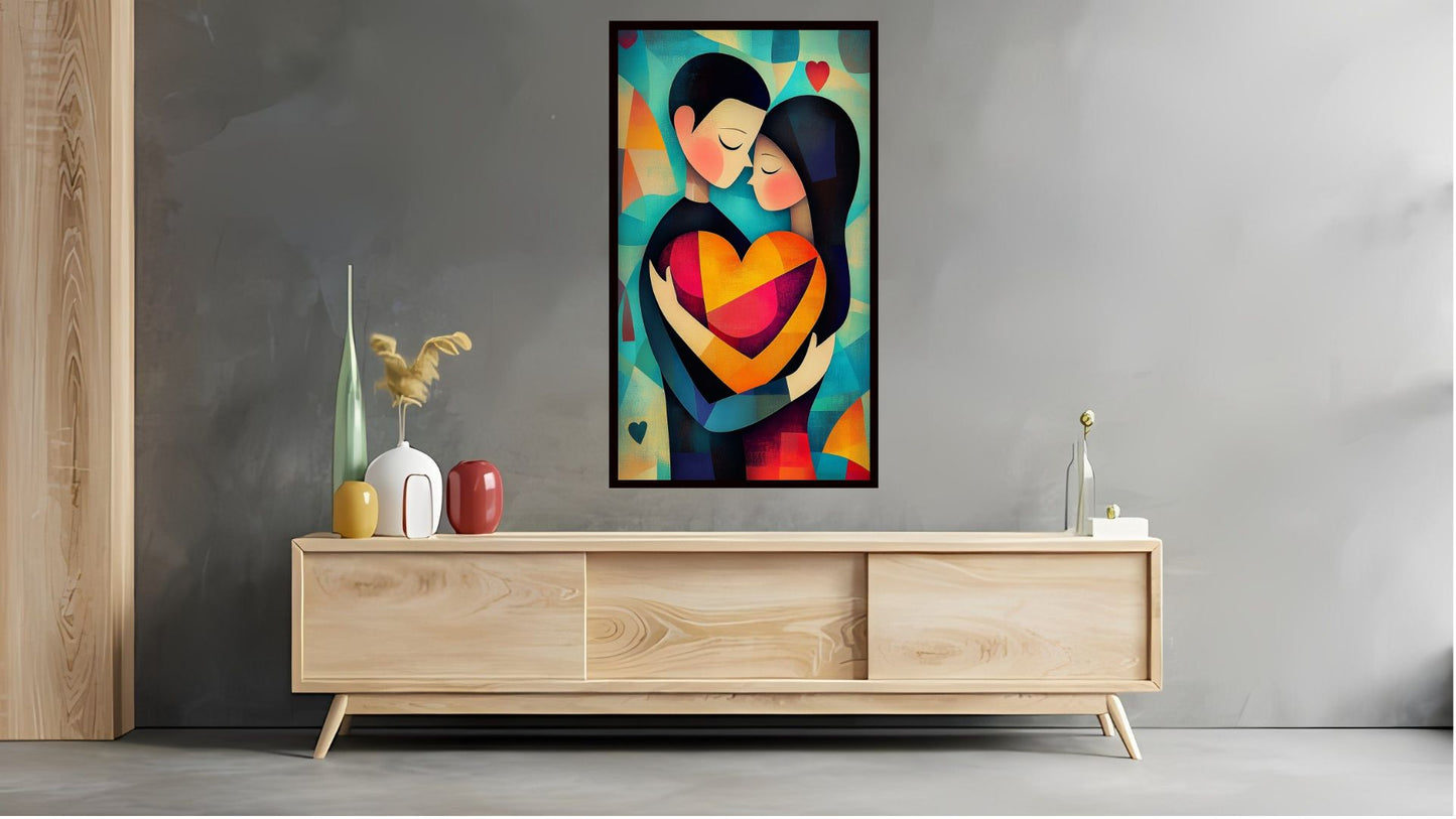 Indian Abstract Canvas Wall Art for Living Room, Bedroom, Office - Modern Abstract Paintings - Framed Decorative Art