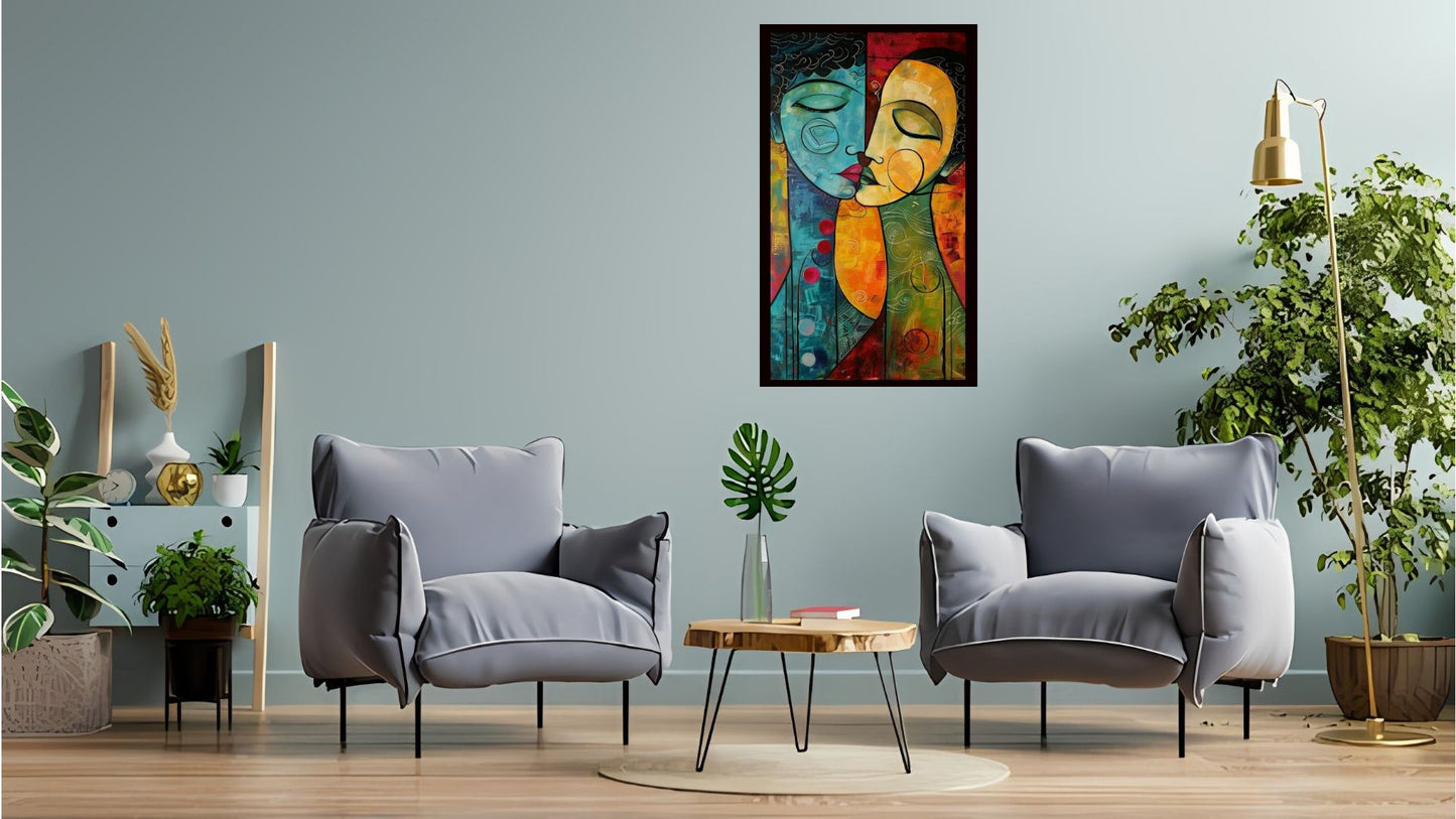 Indian Abstract Canvas Wall Art for Living Room, Bedroom, Office - Modern Abstract Paintings - Framed Decorative Art