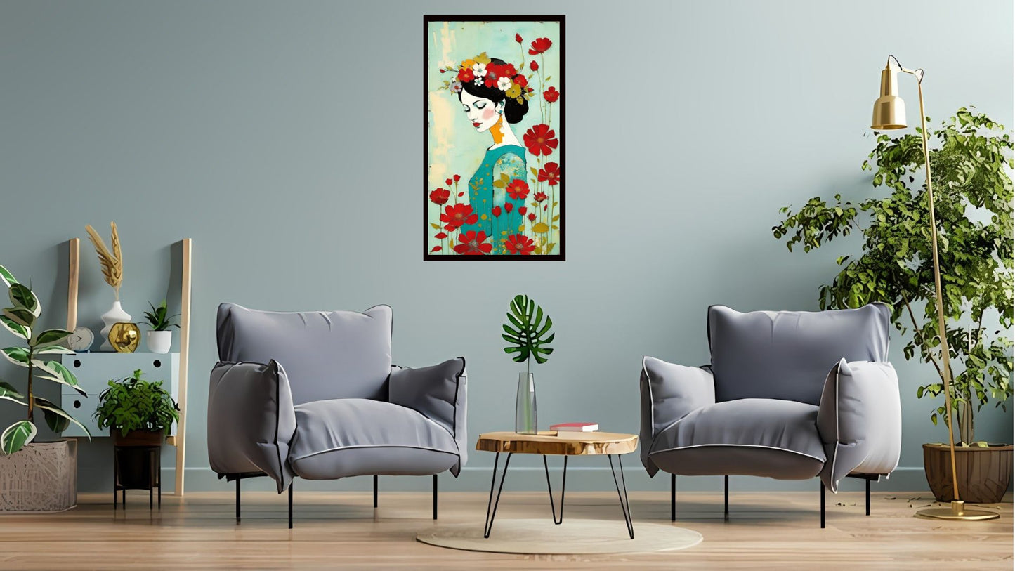 Indian Abstract Canvas Wall Art for Living Room, Bedroom, Office - Modern Abstract Paintings - Framed Decorative Art