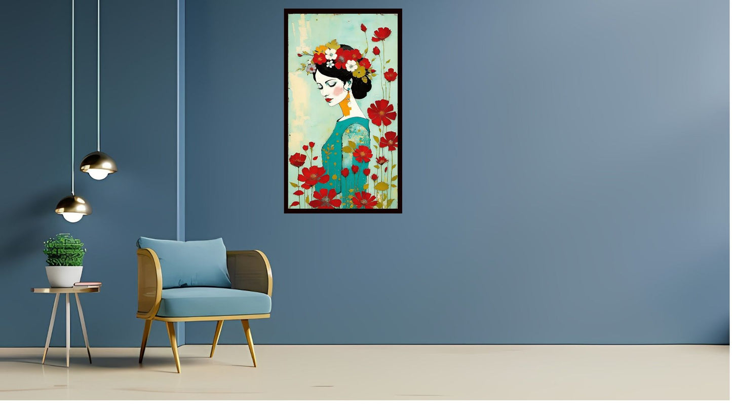Indian Abstract Canvas Wall Art for Living Room, Bedroom, Office - Modern Abstract Paintings - Framed Decorative Art