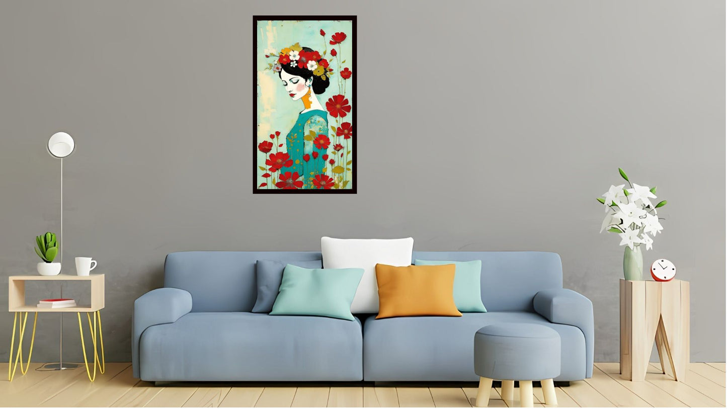 Indian Abstract Canvas Wall Art for Living Room, Bedroom, Office - Modern Abstract Paintings - Framed Decorative Art