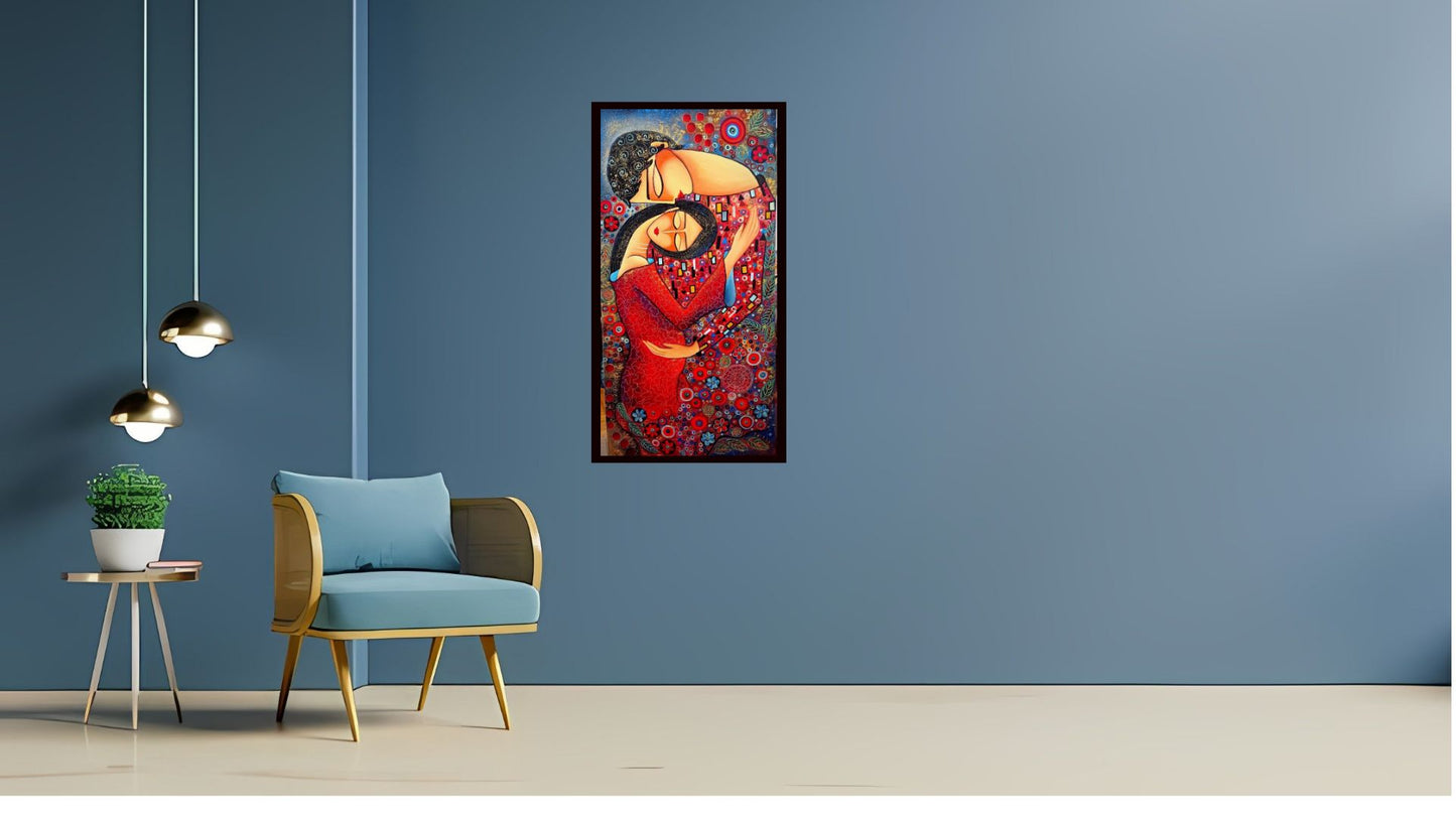 Indian Abstract Canvas Wall Art for Living Room, Bedroom, Office - Modern Abstract Paintings - Framed Decorative Art