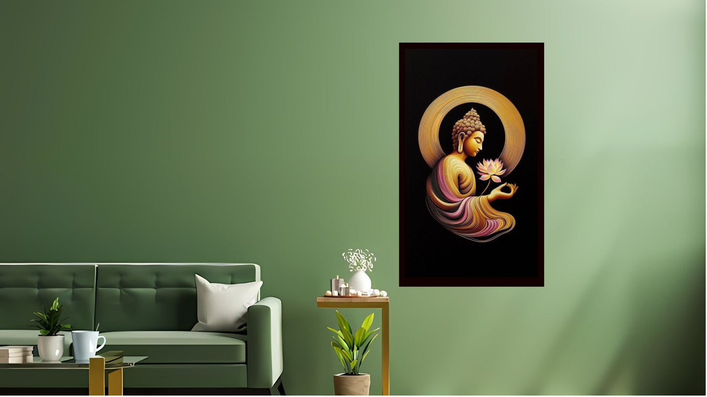 Gautam Buddha Indian Abstract Canvas Wall Art for Living Room, Bedroom, Office - Modern Abstract Paintings - Framed Decorative Art