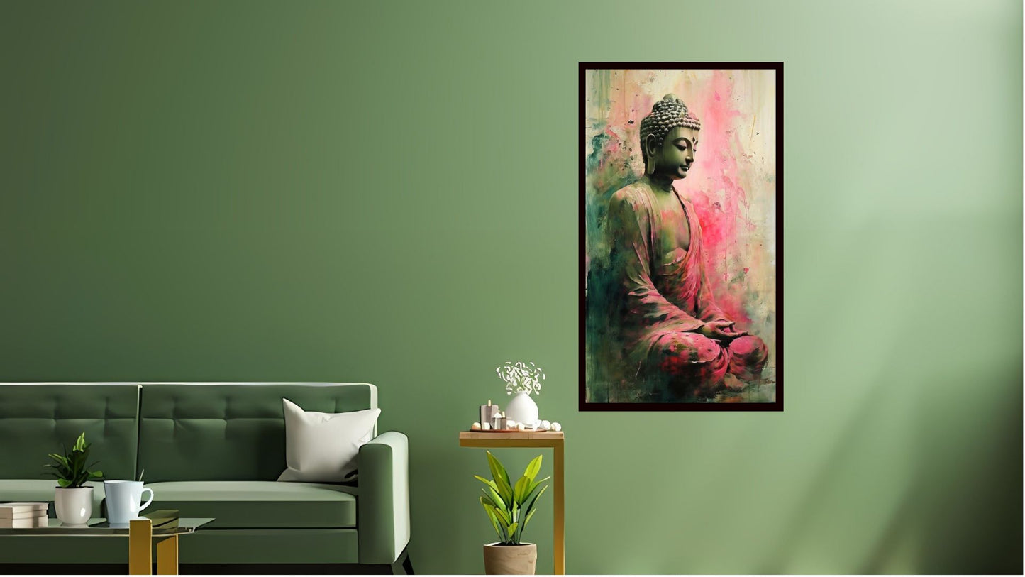 Gautam Buddha Indian Abstract Canvas Wall Art for Living Room, Bedroom, Office - Modern Abstract Paintings - Framed Decorative Art