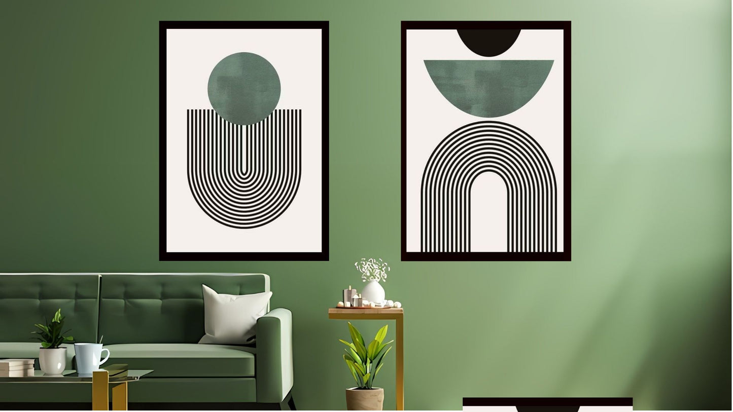 Indian Abstract Canvas Wall Art for Living Room, Bedroom, Office - Modern Abstract Paintings - Framed Decorative Art Pack of 2