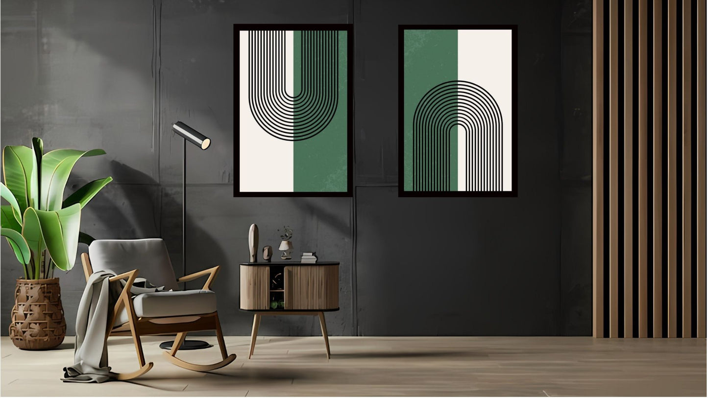 Indian Abstract Canvas Wall Art for Living Room, Bedroom, Office - Modern Abstract Paintings - Framed Decorative Art Pack of 2