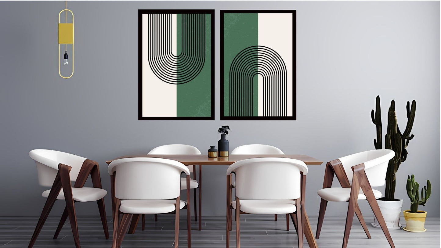 Indian Abstract Canvas Wall Art for Living Room, Bedroom, Office - Modern Abstract Paintings - Framed Decorative Art Pack of 2