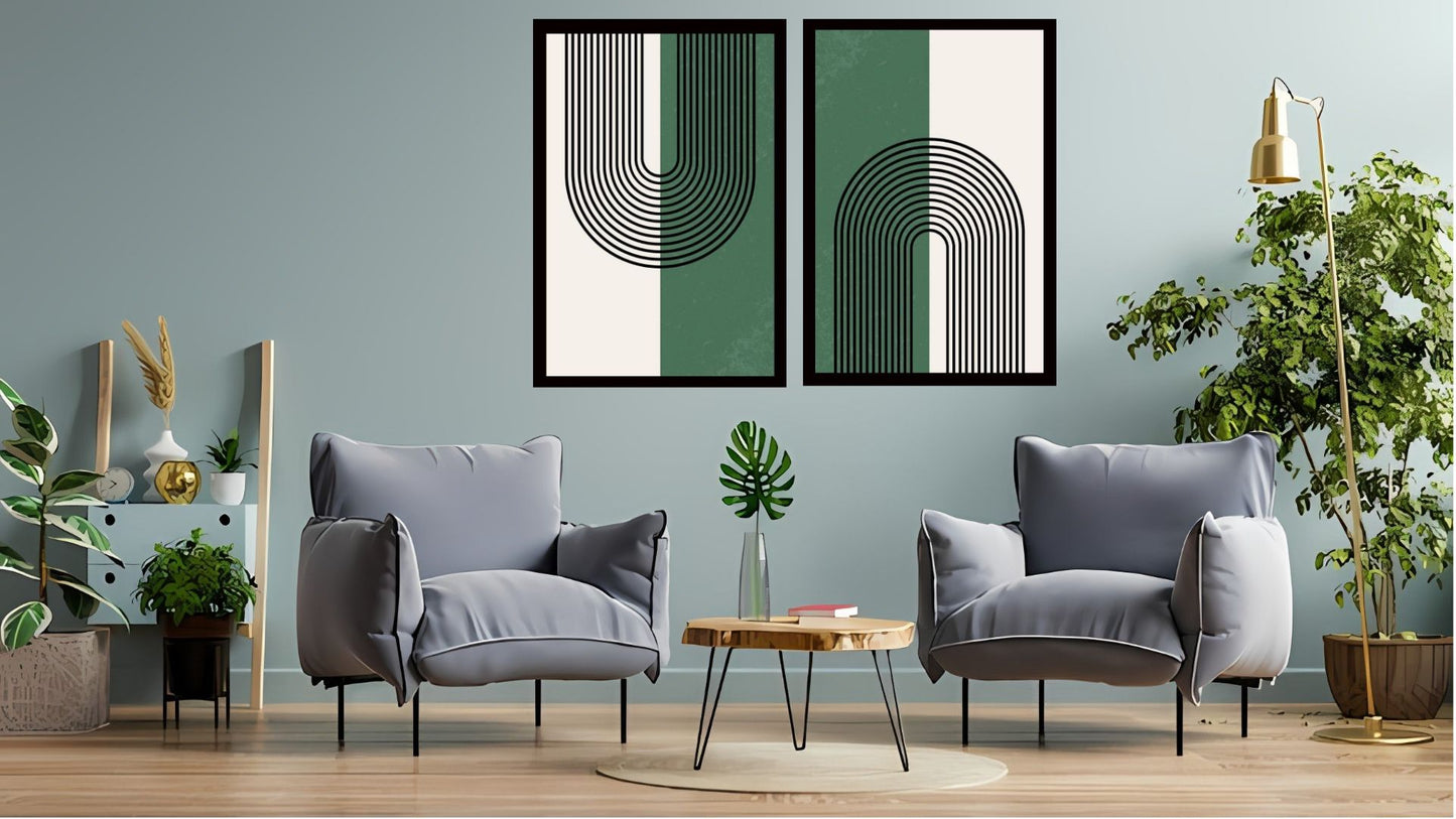 Indian Abstract Canvas Wall Art for Living Room, Bedroom, Office - Modern Abstract Paintings - Framed Decorative Art Pack of 2