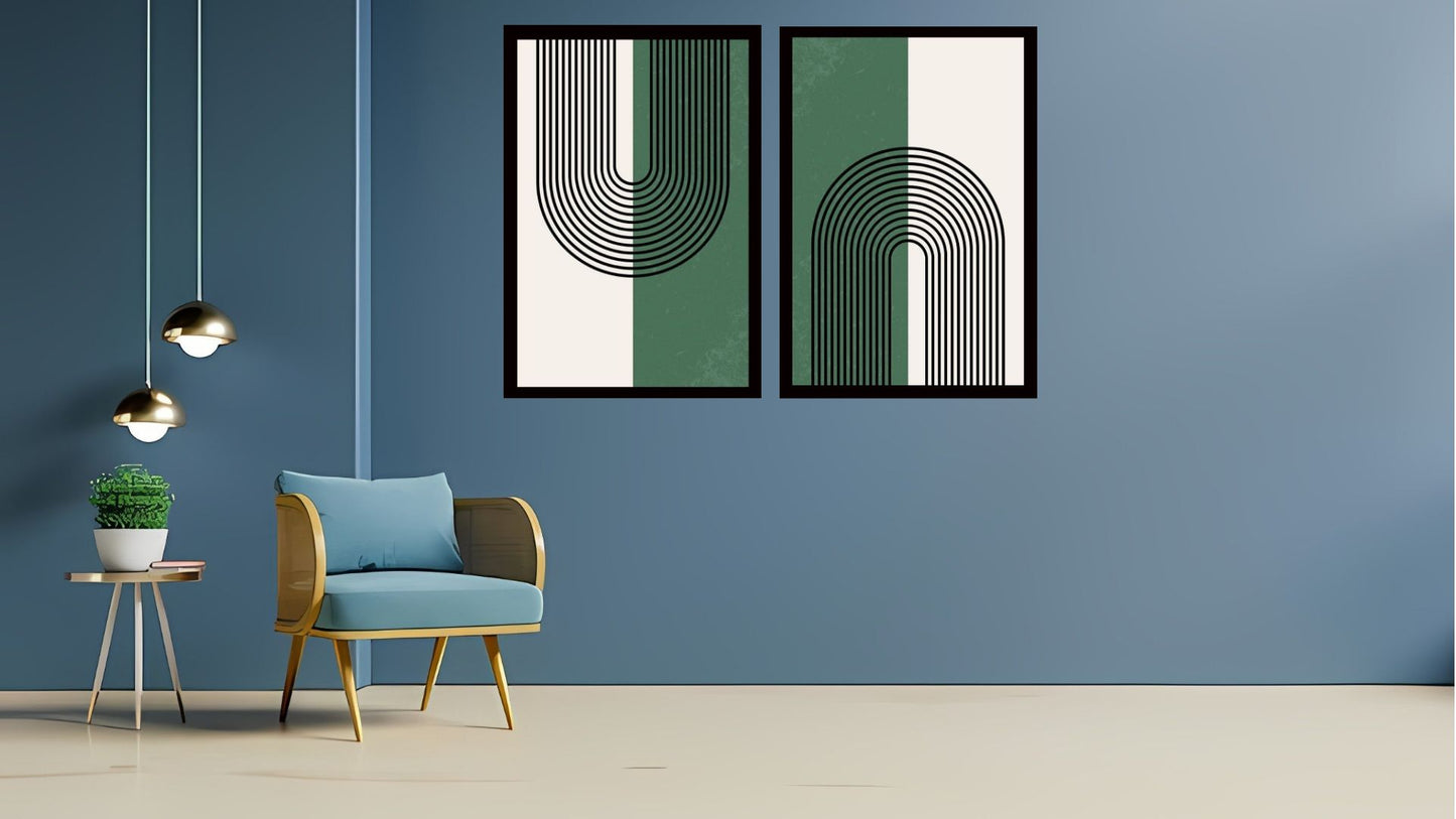 Indian Abstract Canvas Wall Art for Living Room, Bedroom, Office - Modern Abstract Paintings - Framed Decorative Art Pack of 2