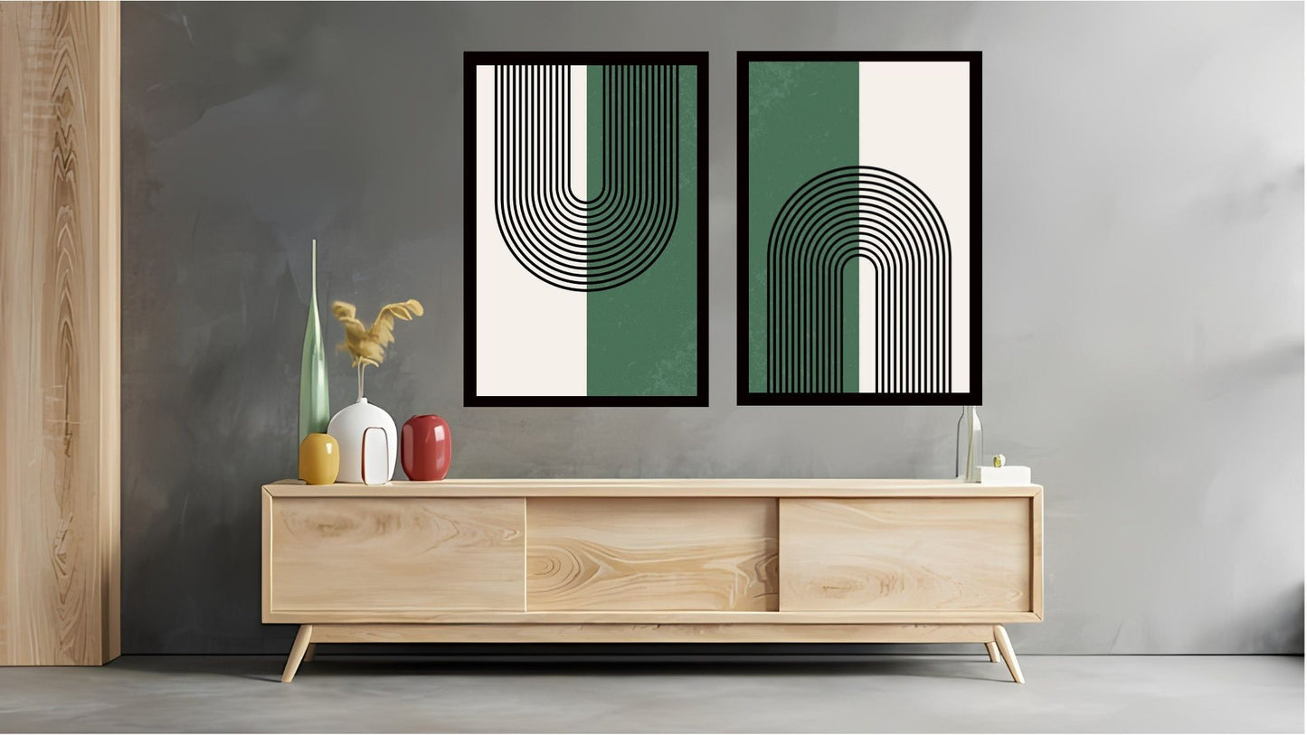 Indian Abstract Canvas Wall Art for Living Room, Bedroom, Office - Modern Abstract Paintings - Framed Decorative Art Pack of 2