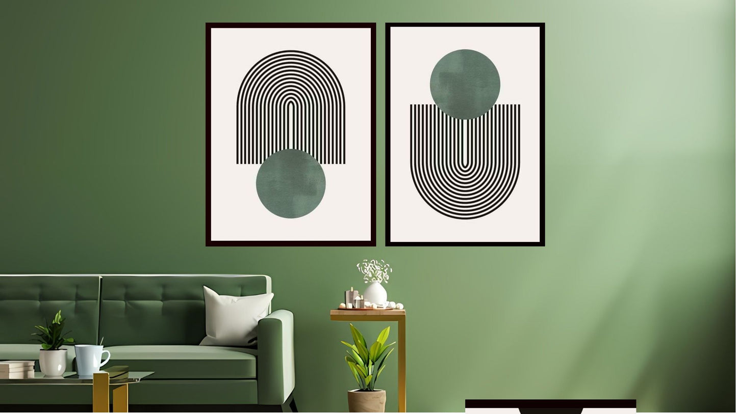 Indian Abstract Canvas Wall Art for Living Room, Bedroom, Office - Modern Abstract Paintings - Framed Decorative Art Pack of 2