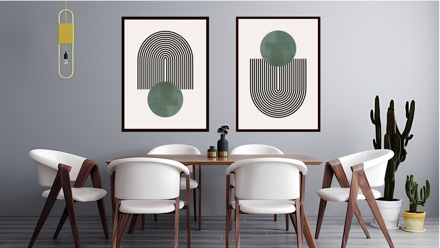 Indian Abstract Canvas Wall Art for Living Room, Bedroom, Office - Modern Abstract Paintings - Framed Decorative Art Pack of 2