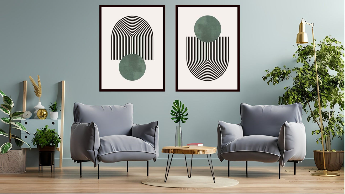 Indian Abstract Canvas Wall Art for Living Room, Bedroom, Office - Modern Abstract Paintings - Framed Decorative Art Pack of 2