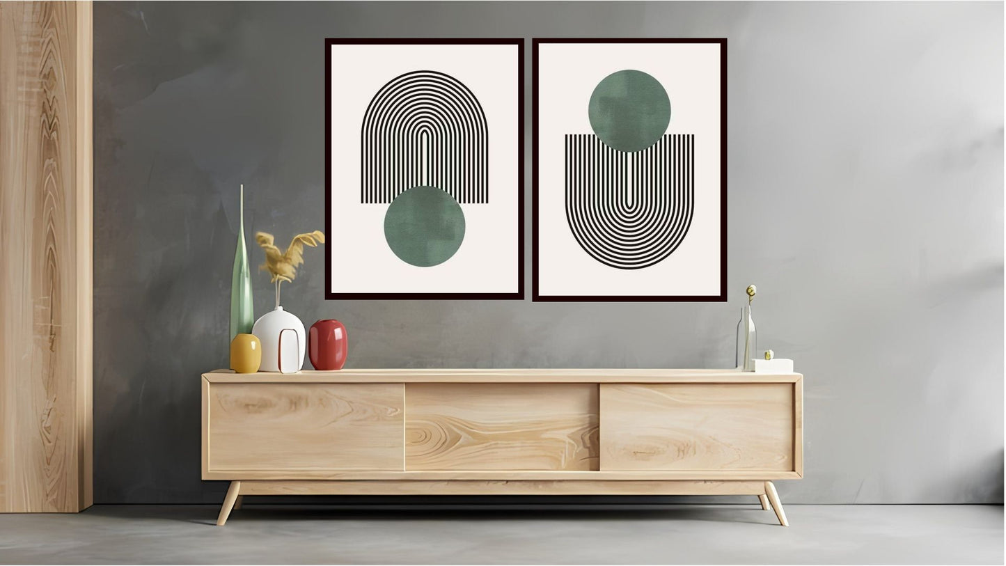 Indian Abstract Canvas Wall Art for Living Room, Bedroom, Office - Modern Abstract Paintings - Framed Decorative Art Pack of 2