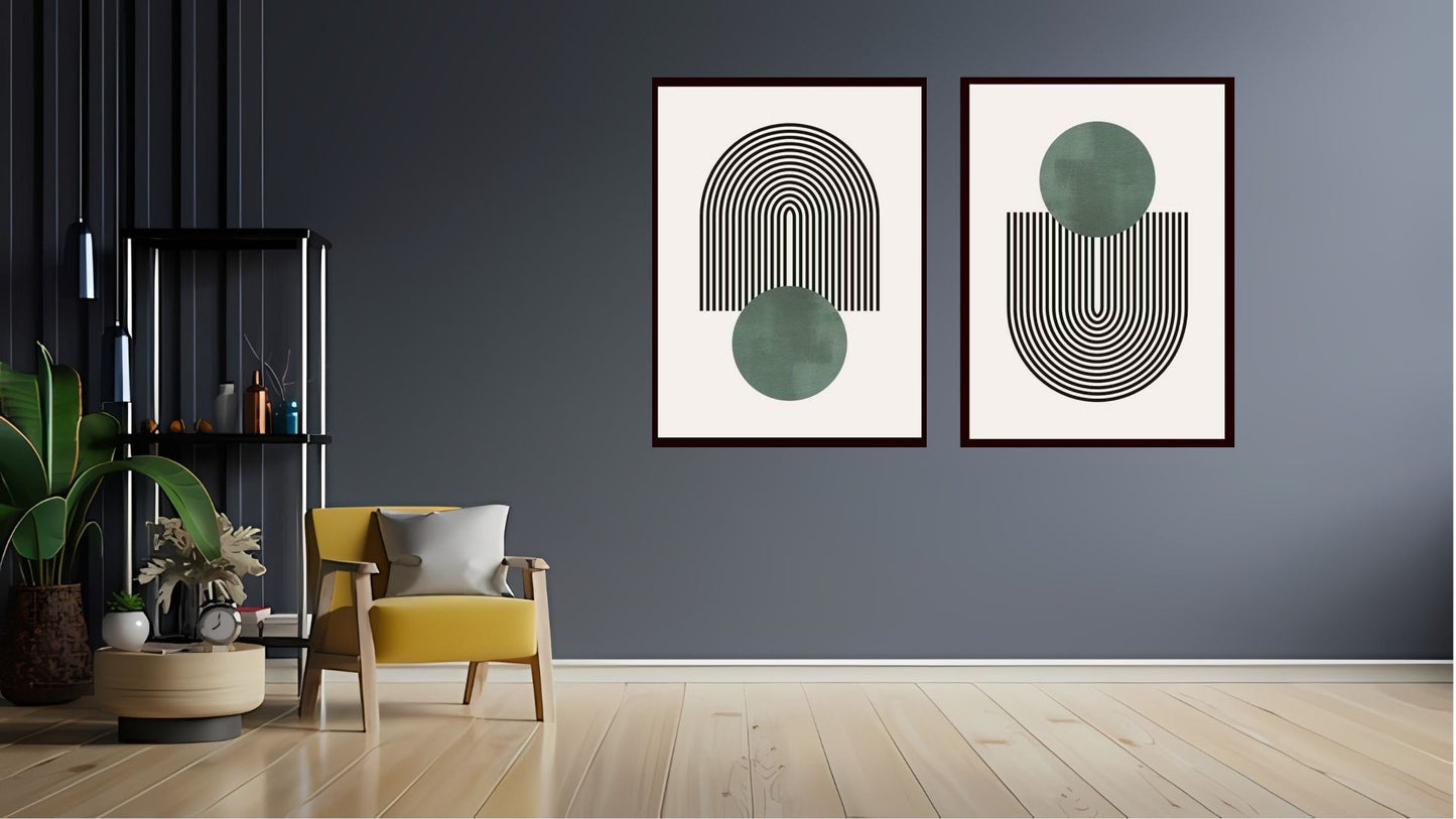 Indian Abstract Canvas Wall Art for Living Room, Bedroom, Office - Modern Abstract Paintings - Framed Decorative Art Pack of 2