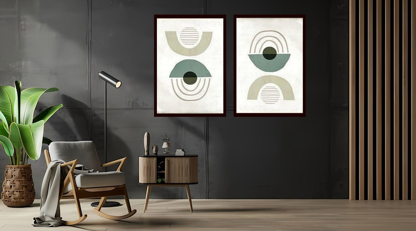 Indian Abstract Canvas Wall Art for Living Room, Bedroom, Office - Modern Abstract Paintings - Framed Decorative Art Pack of 2