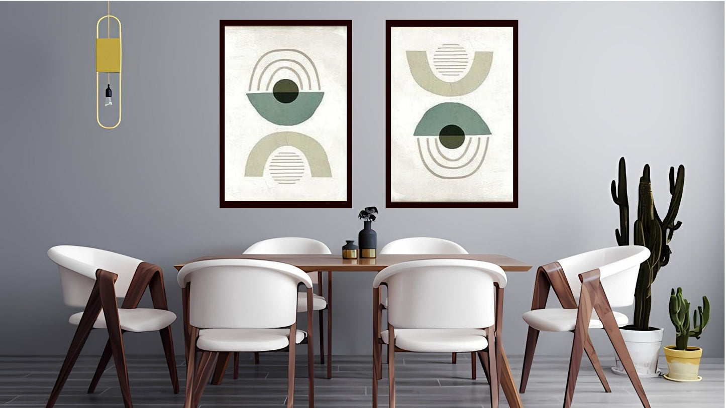 Indian Abstract Canvas Wall Art for Living Room, Bedroom, Office - Modern Abstract Paintings - Framed Decorative Art Pack of 2