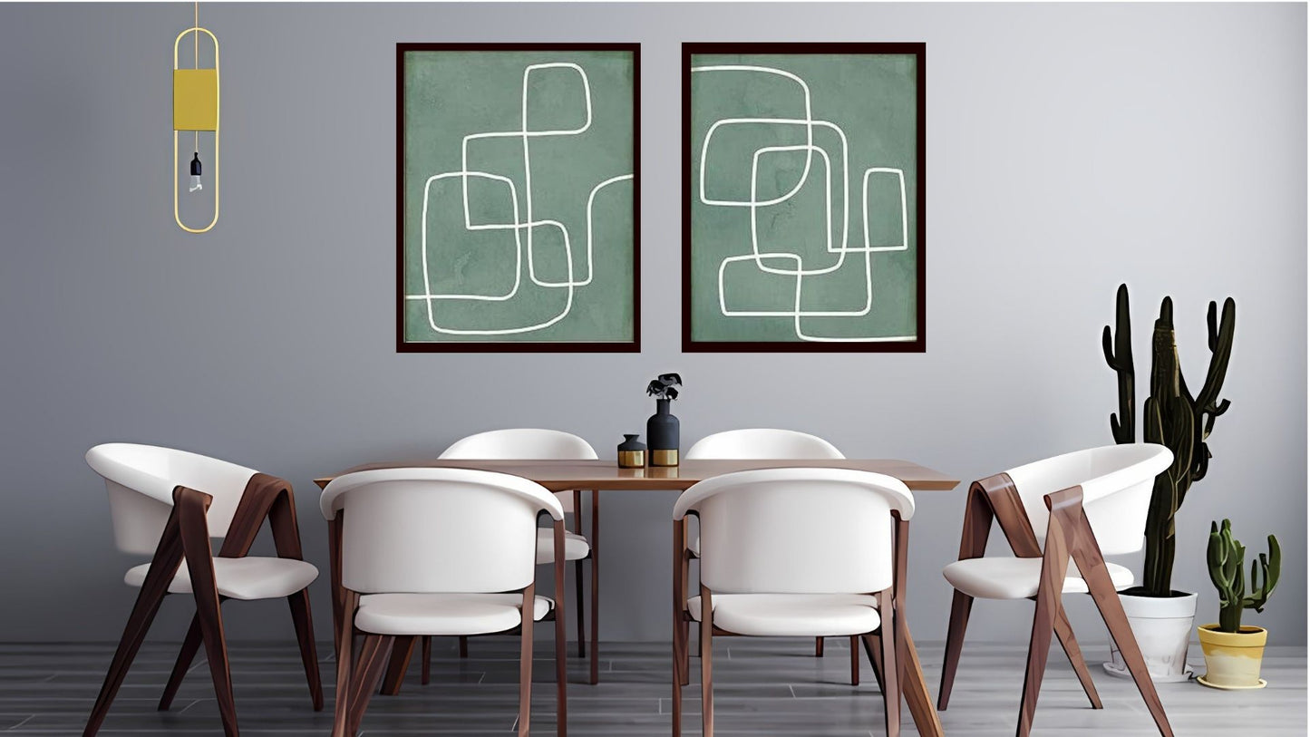 Indian Abstract Canvas Wall Art for Living Room, Bedroom, Office - Modern Abstract Paintings - Framed Decorative Art Pack of 2