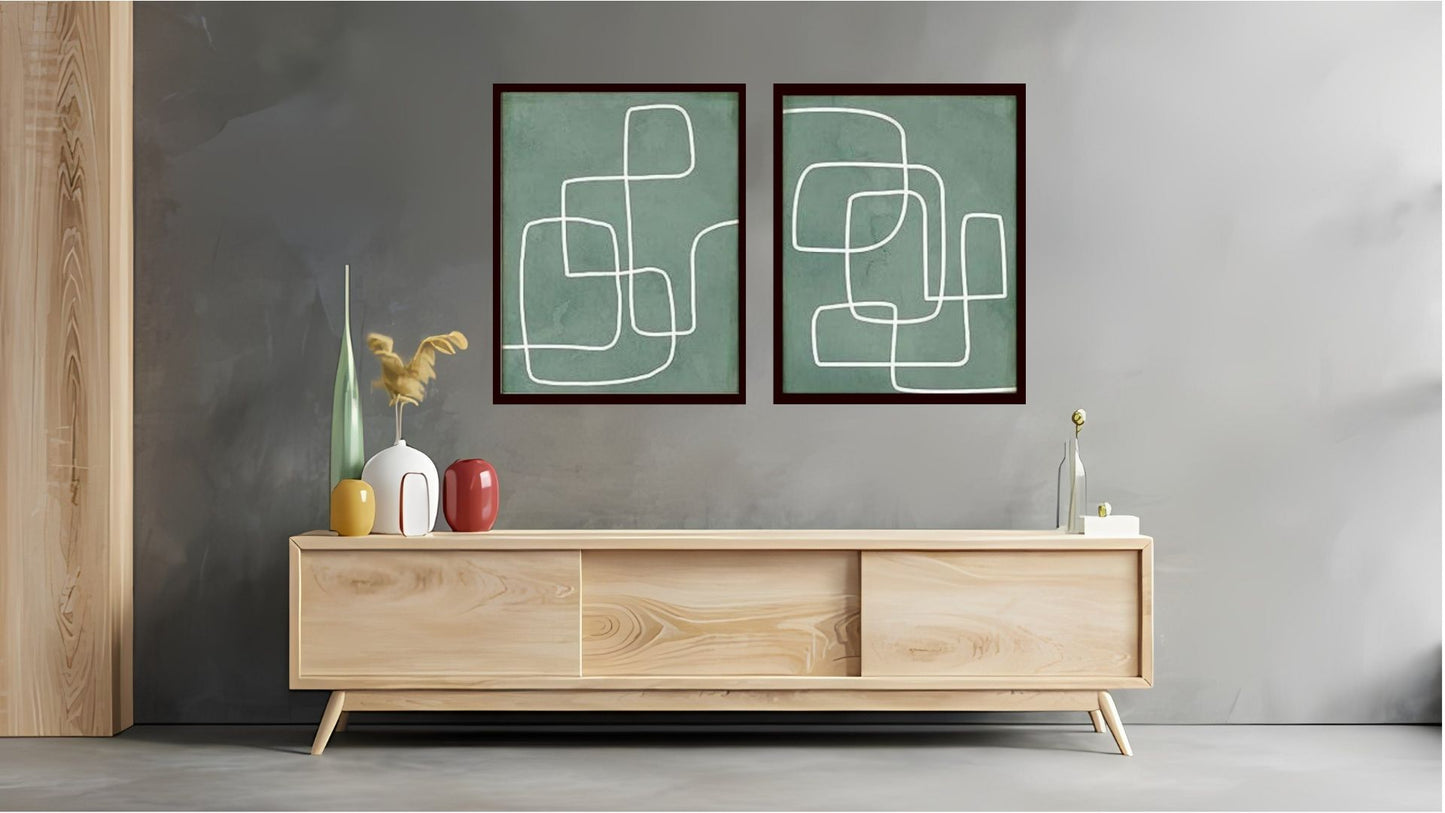 Indian Abstract Canvas Wall Art for Living Room, Bedroom, Office - Modern Abstract Paintings - Framed Decorative Art Pack of 2