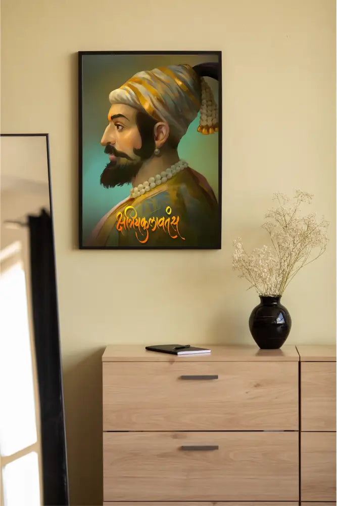 SHRI CHHATRAPATI SHIVAJI MAHARAJ Black / Canvas Unframed / 18X24 Inch