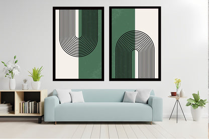 Indian Abstract Canvas Wall Art for Living Room, Bedroom, Office - Modern Abstract Paintings - Framed Decorative Art Pack of 2