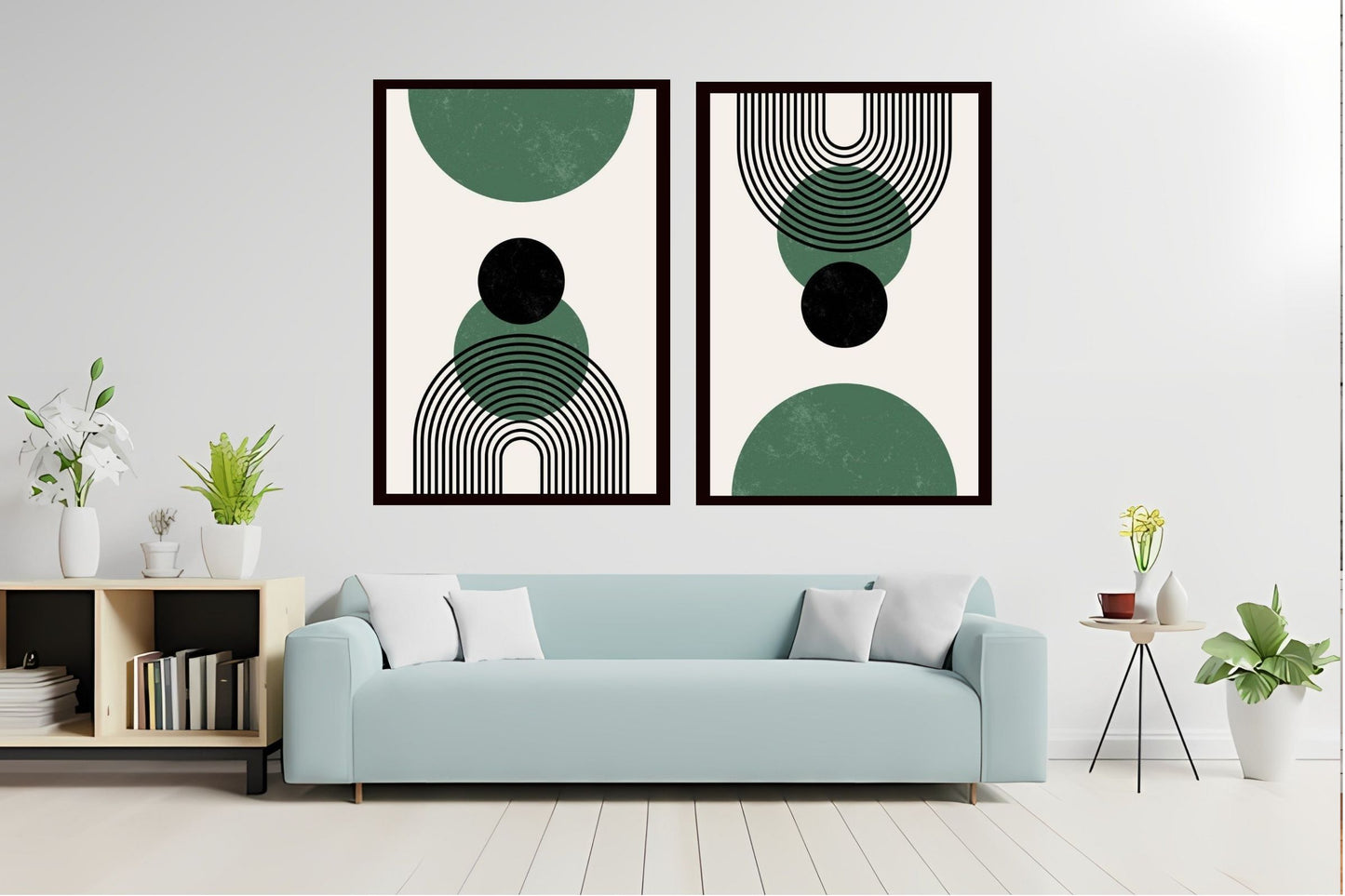 Indian Abstract Canvas Wall Art for Living Room, Bedroom, Office - Modern Abstract Paintings - Framed Decorative Art Pack of 2