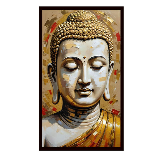 Gautam Buddha wall art Buddha enlightenment posters Indian Abstract Canvas Wall Art for Living Room, Bedroom, Office - Modern Abstract Paintings - Framed Decorative Art