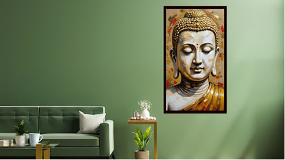 Gautam Buddha wall art Buddha enlightenment posters Indian Abstract Canvas Wall Art for Living Room, Bedroom, Office - Modern Abstract Paintings - Framed Decorative Art