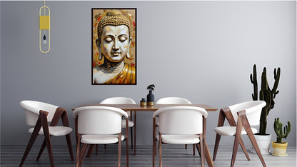 Gautam Buddha wall art Buddha enlightenment posters Indian Abstract Canvas Wall Art for Living Room, Bedroom, Office - Modern Abstract Paintings - Framed Decorative Art