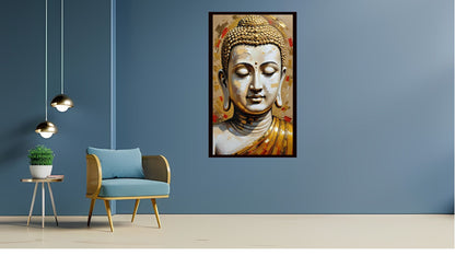 Gautam Buddha wall art Buddha enlightenment posters Indian Abstract Canvas Wall Art for Living Room, Bedroom, Office - Modern Abstract Paintings - Framed Decorative Art