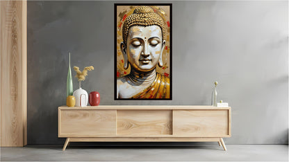 Gautam Buddha wall art Buddha enlightenment posters Indian Abstract Canvas Wall Art for Living Room, Bedroom, Office - Modern Abstract Paintings - Framed Decorative Art