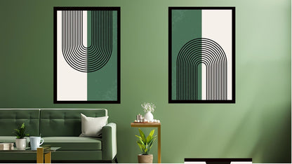 Indian Abstract Canvas Wall Art for Living Room, Bedroom, Office - Modern Abstract Paintings - Framed Decorative Art Pack of 2