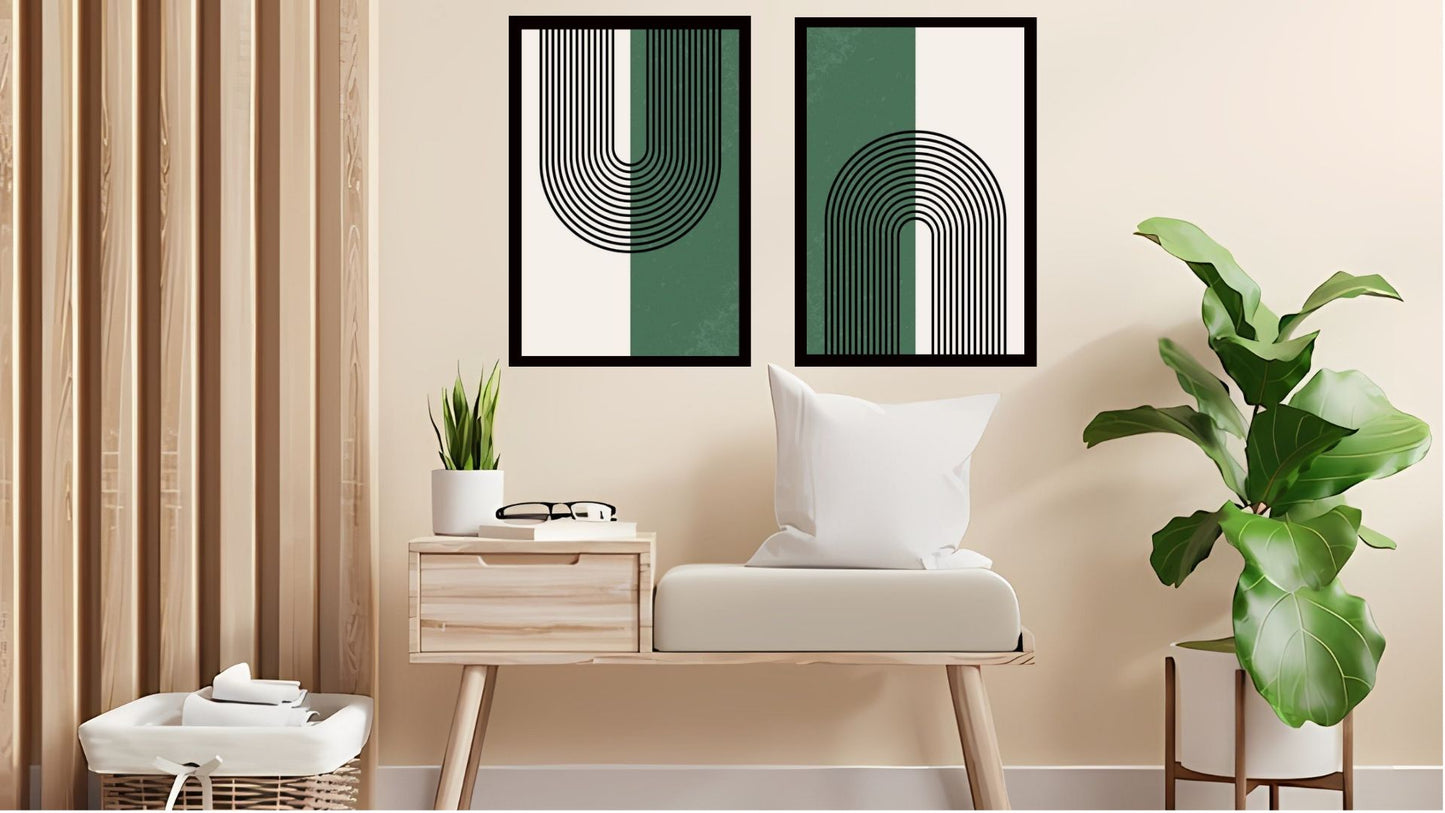 Indian Abstract Canvas Wall Art for Living Room, Bedroom, Office - Modern Abstract Paintings - Framed Decorative Art Pack of 2