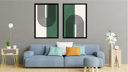 Indian Abstract Canvas Wall Art for Living Room, Bedroom, Office - Modern Abstract Paintings - Framed Decorative Art Pack of 2