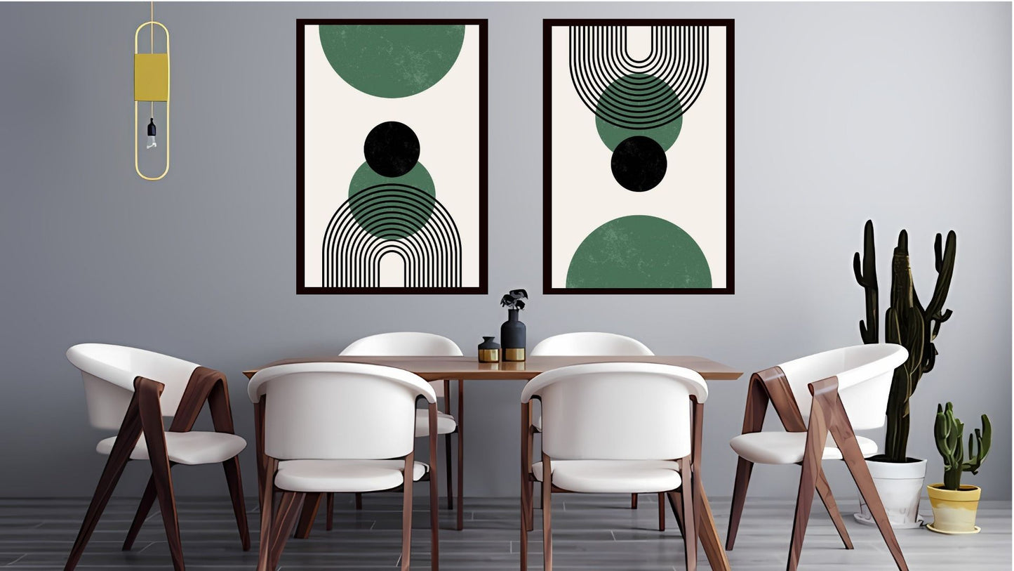 Indian Abstract Canvas Wall Art for Living Room, Bedroom, Office - Modern Abstract Paintings - Framed Decorative Art Pack of 2