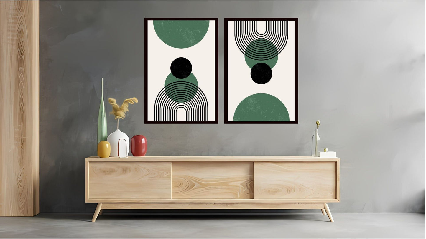 Indian Abstract Canvas Wall Art for Living Room, Bedroom, Office - Modern Abstract Paintings - Framed Decorative Art Pack of 2
