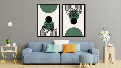 Indian Abstract Canvas Wall Art for Living Room, Bedroom, Office - Modern Abstract Paintings - Framed Decorative Art Pack of 2