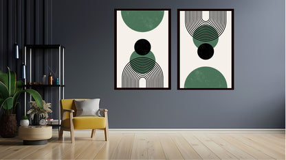 Indian Abstract Canvas Wall Art for Living Room, Bedroom, Office - Modern Abstract Paintings - Framed Decorative Art Pack of 2